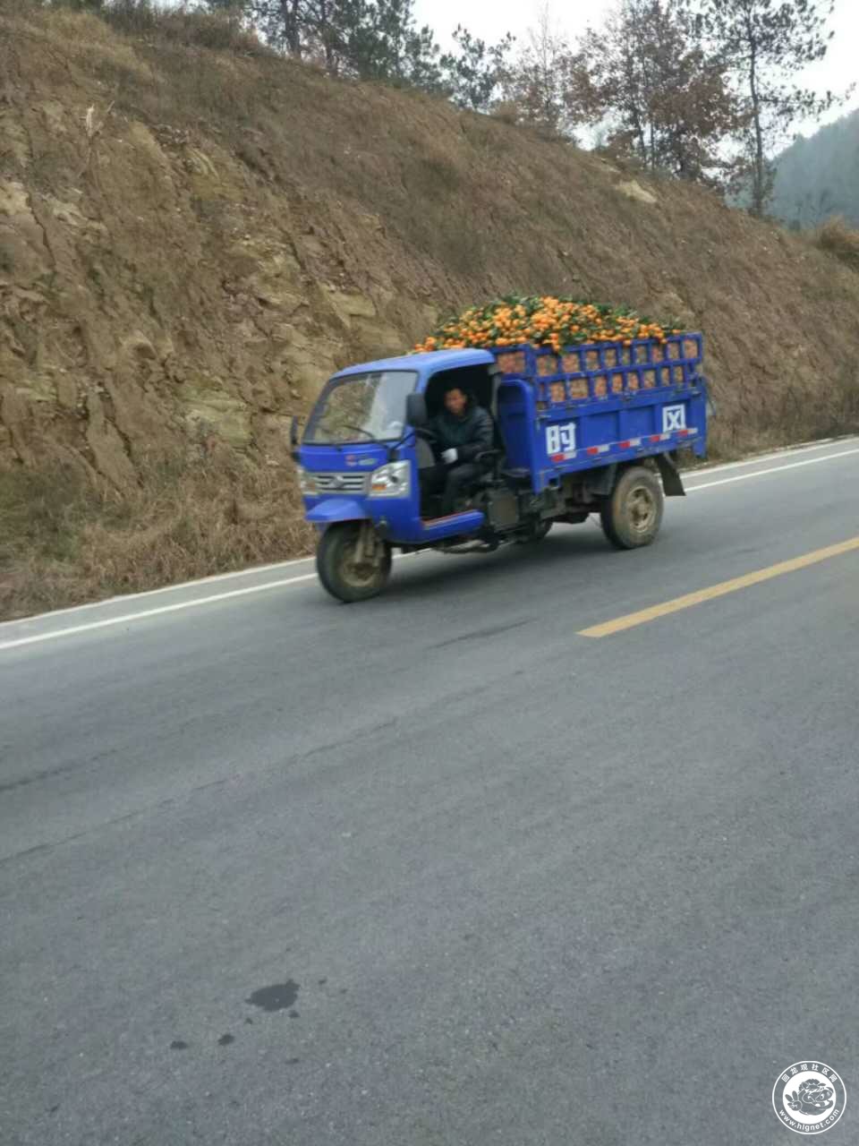 小货车拉十几辆三轮车在路上行驶，一种别样的城市景象