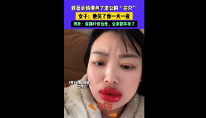 女子纹唇后仿佛点了老公的笑穴