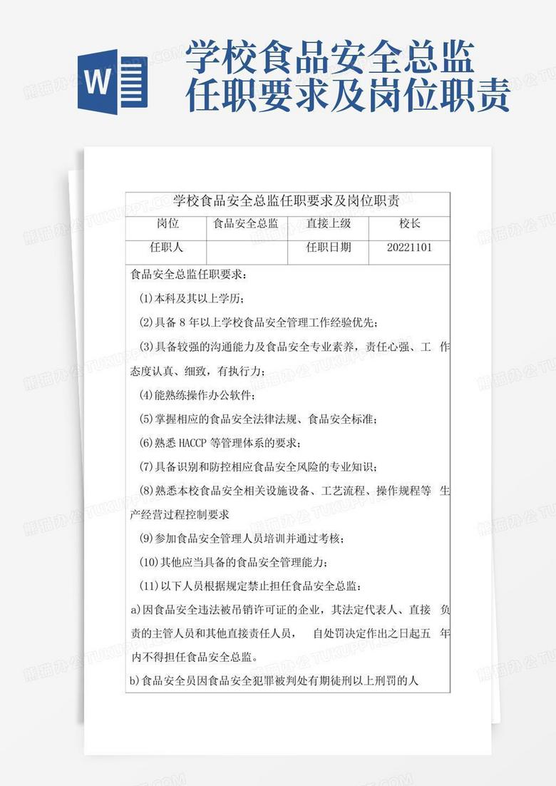 学校食堂校长岗位职责详解